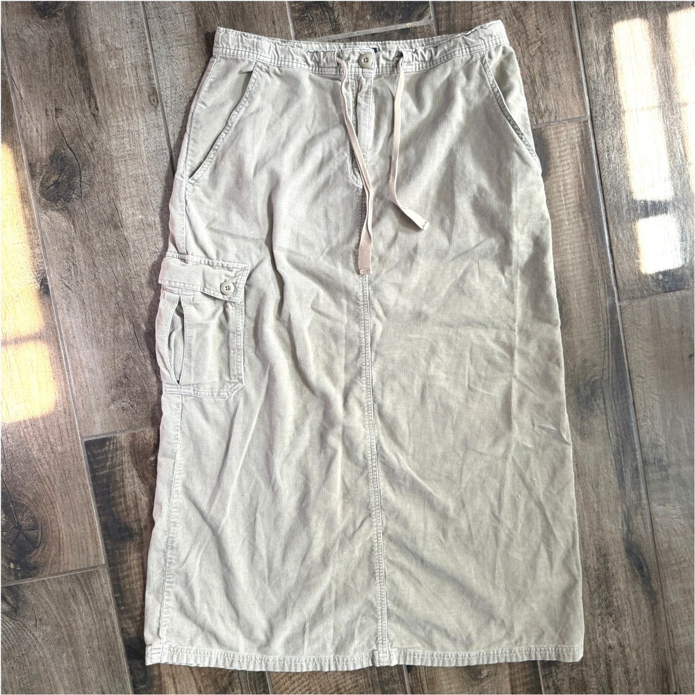 American Eagle Vintage Corduroy Cargo‎ Midi Skirt, Khaki, 14